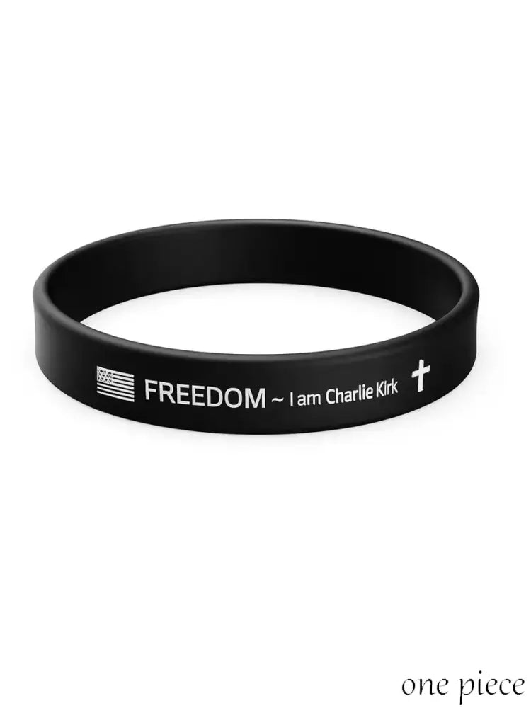Charlie Kirk Remembrance Bracelet: ’Freedom’ Silicone Wristband Black / ONE