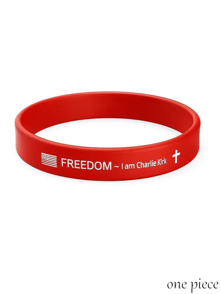 Charlie Kirk Remembrance Bracelet: ’Freedom’ Silicone Wristband Red / ONE