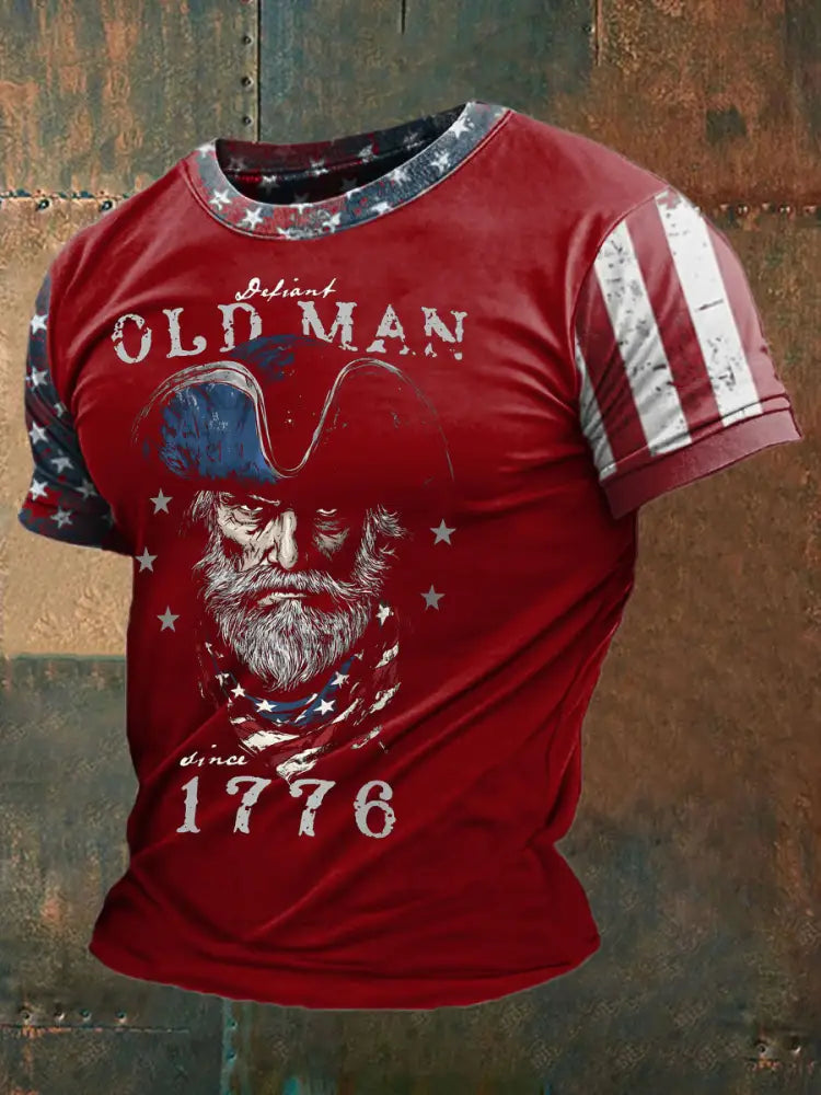 Men’s 4th of July Independence Day Patriotic Flag Printed T-shirt Red / S