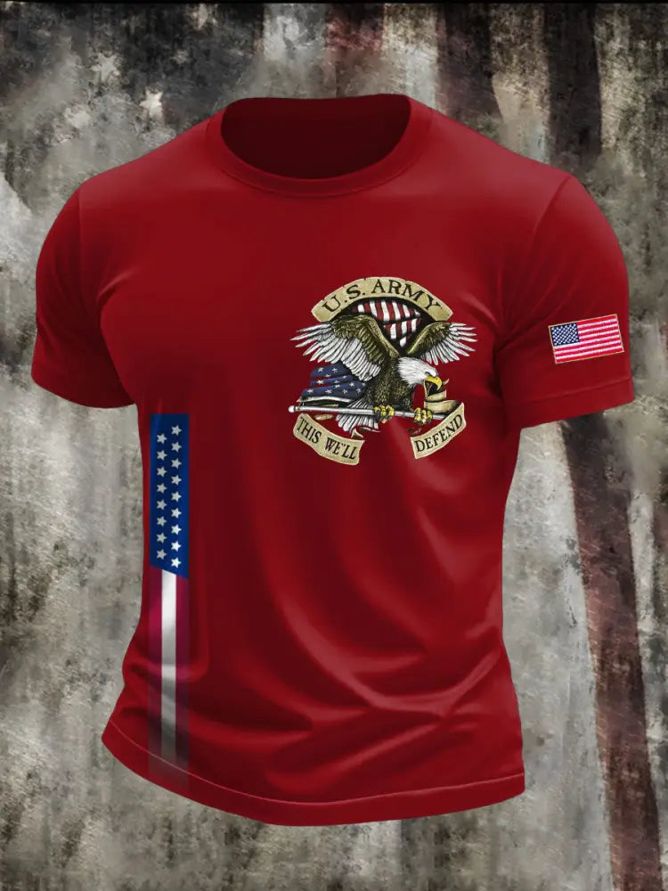 Men’s 4th of July Patriot Falg Printed T-shirt Red / S