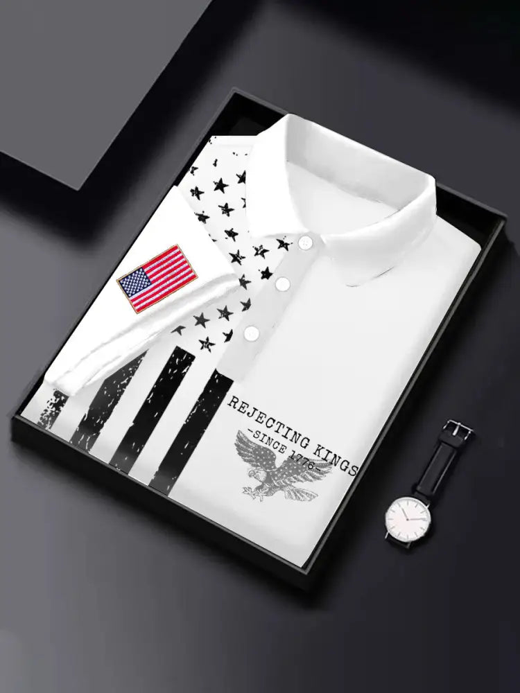 Men’s 8647 FDT Printed Casual Tops White / S