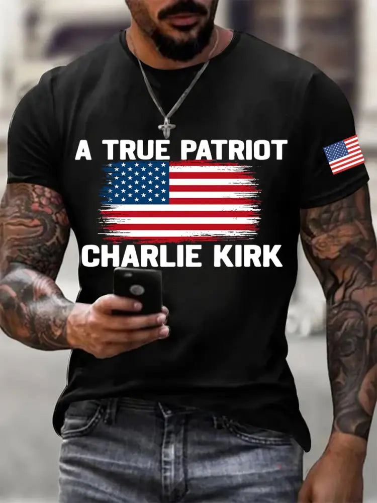 Men’s A True Patriot Charlie Kirk Printed T-shirt Black / S