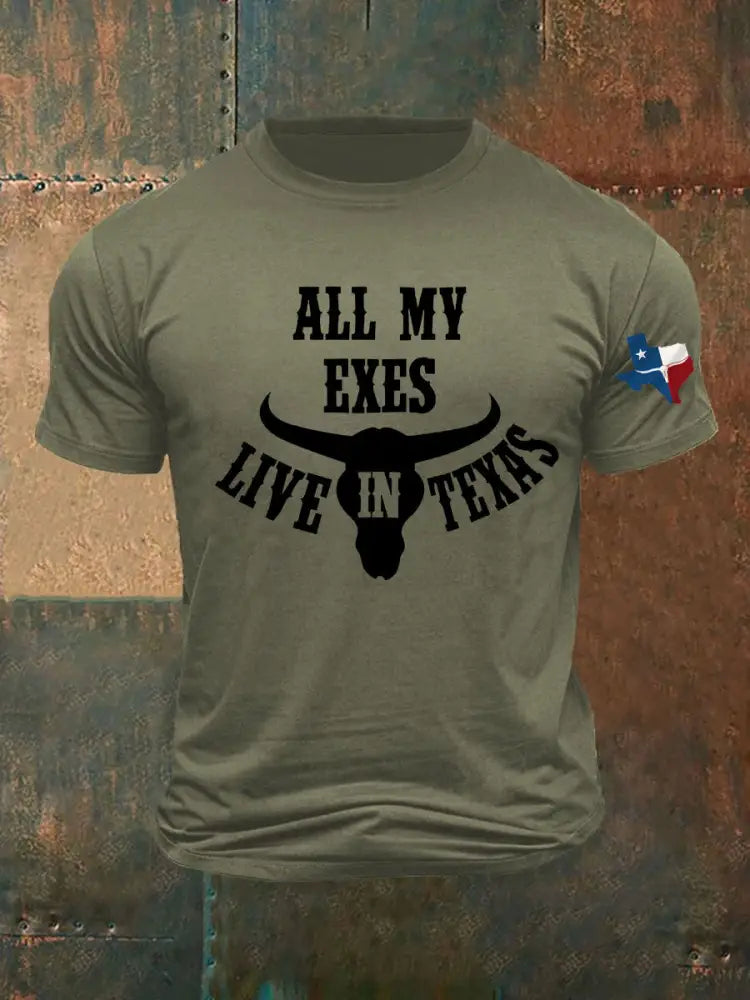 Men’s All My Ex’s Live In Texas Printed T-shirt Army Green / S