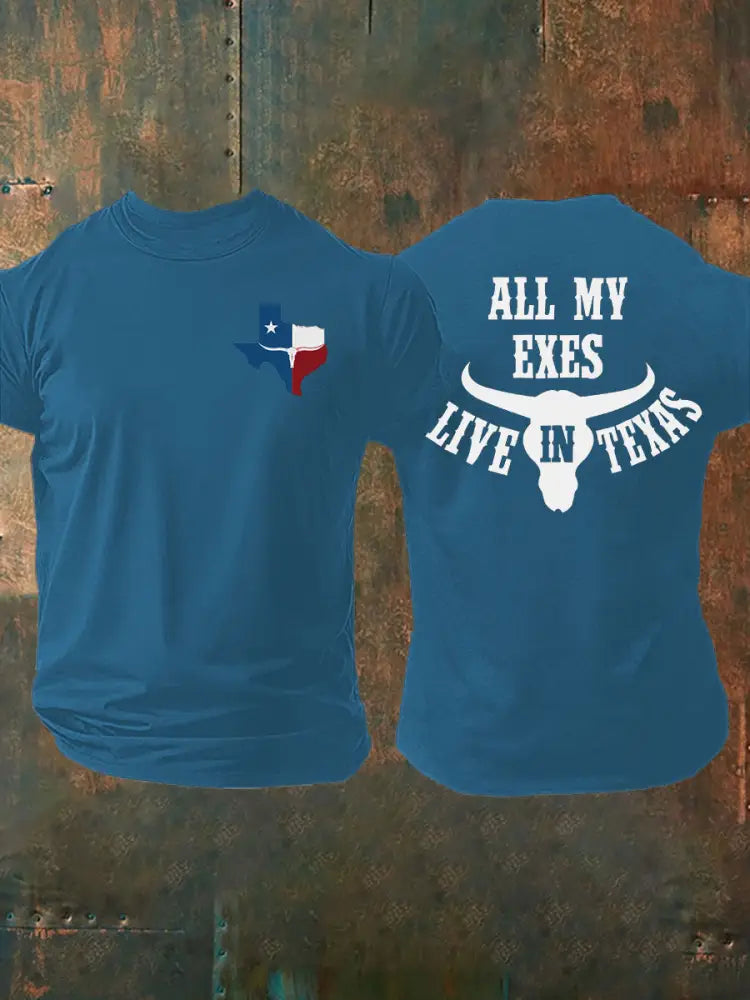 Men’s All My Ex’s Live In Texas Printed T-shirt Blue / S