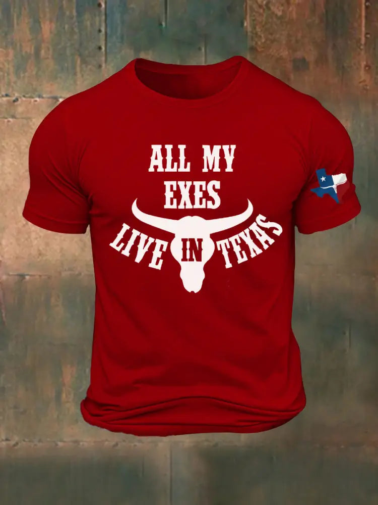 Men’s All My Ex’s Live In Texas Printed T-shirt Pure Red / S