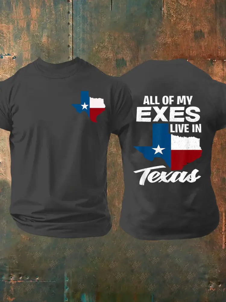 Men’s All My Ex’s Live in Texas Short-sleeved T-shirt Dark Gray / S