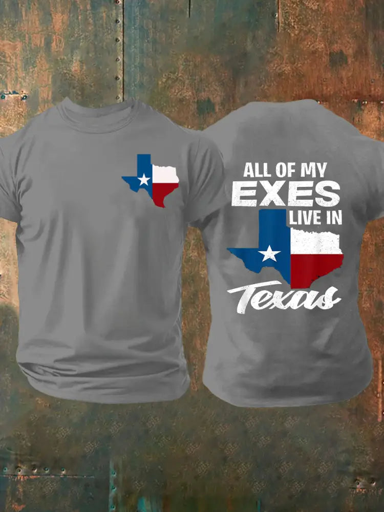 Men’s All My Ex’s Live in Texas Short-sleeved T-shirt Light Gray / S