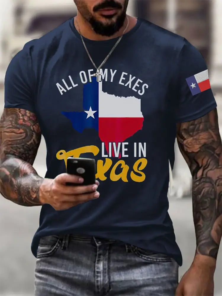 Men’s All My Ex’s Live in Texas Short-sleeved T-shirt Navy Blue / S