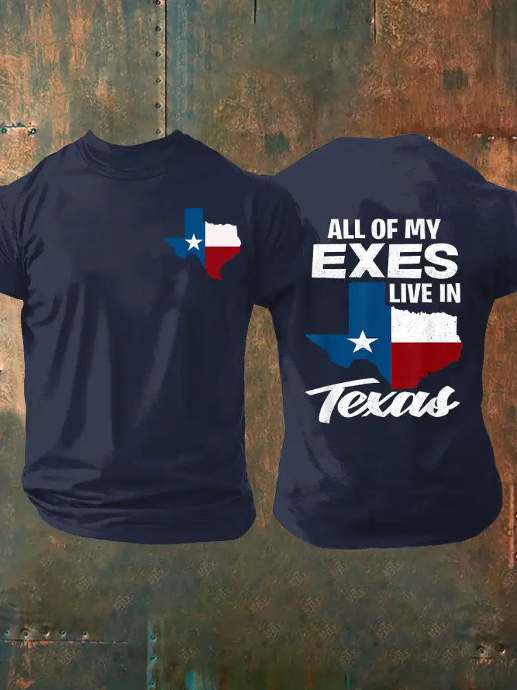 Men’s All My Ex’s Live in Texas Short-sleeved T-shirt Navy Blue / S