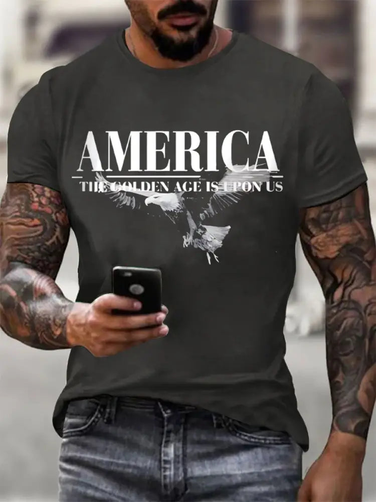Men’s America The Golden Age Is Upon Us Print T-shirt Dark Gray / S
