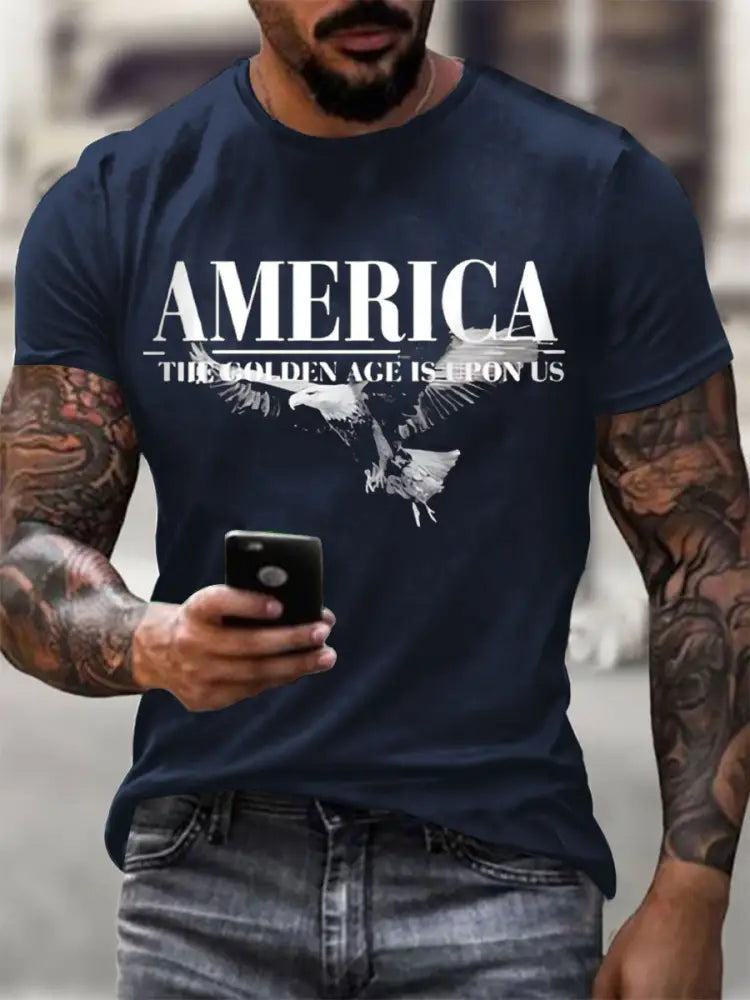Men’s America The Golden Age Is Upon Us Print T-shirt Navy Blue / S