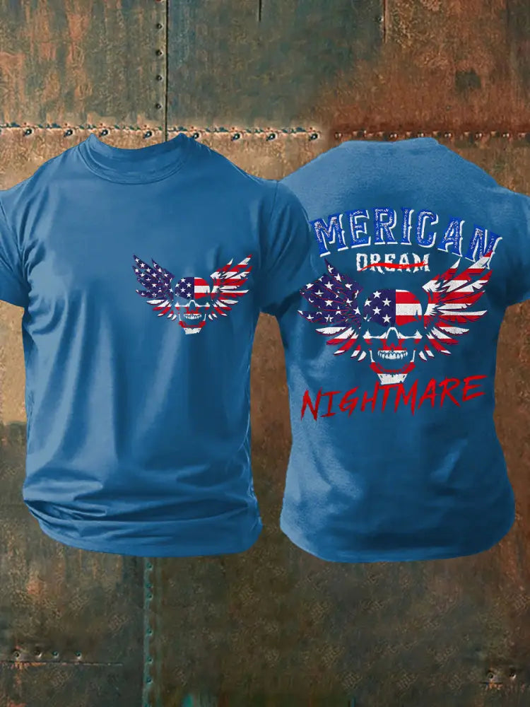 Men’s American Flag Dream nightmare T-shirts Blue / S