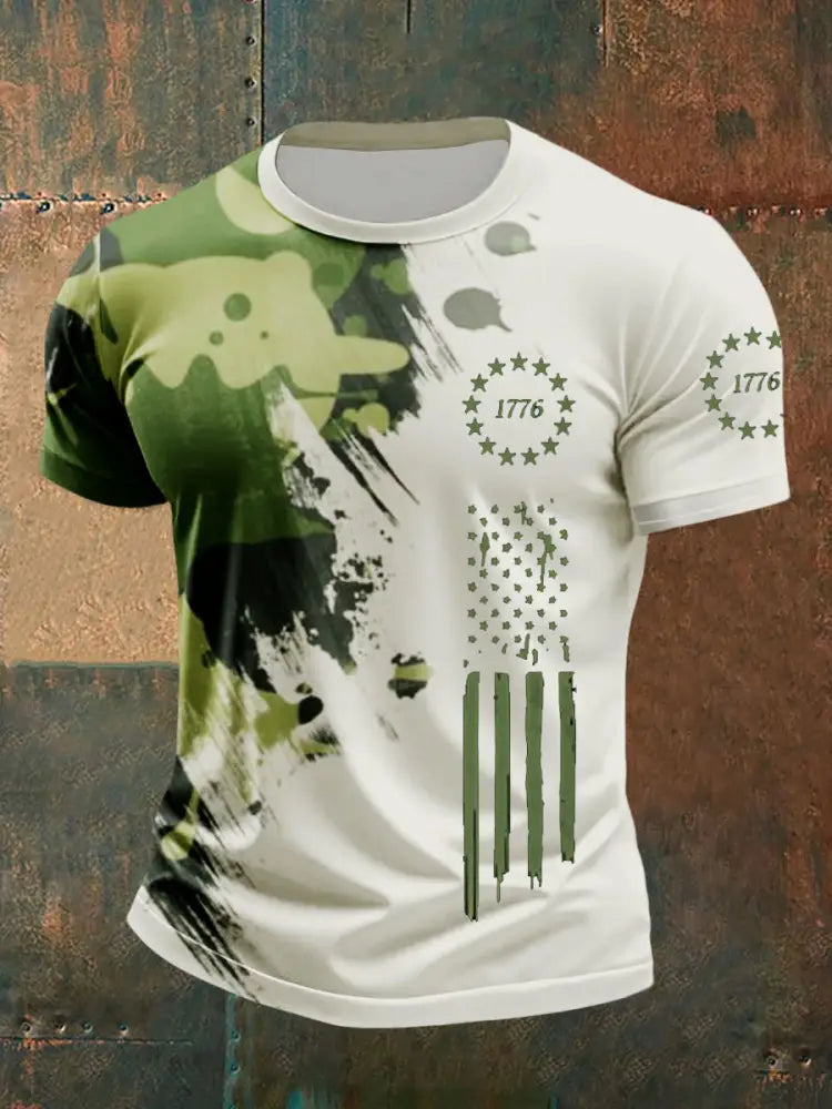 Men’s American Flag T-Shirt Army Green / S