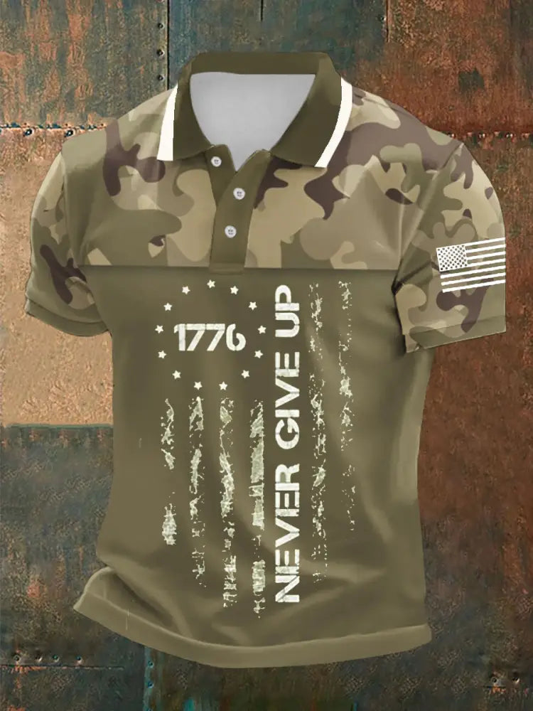 Men’s American Flag T-Shirt Army Green / S