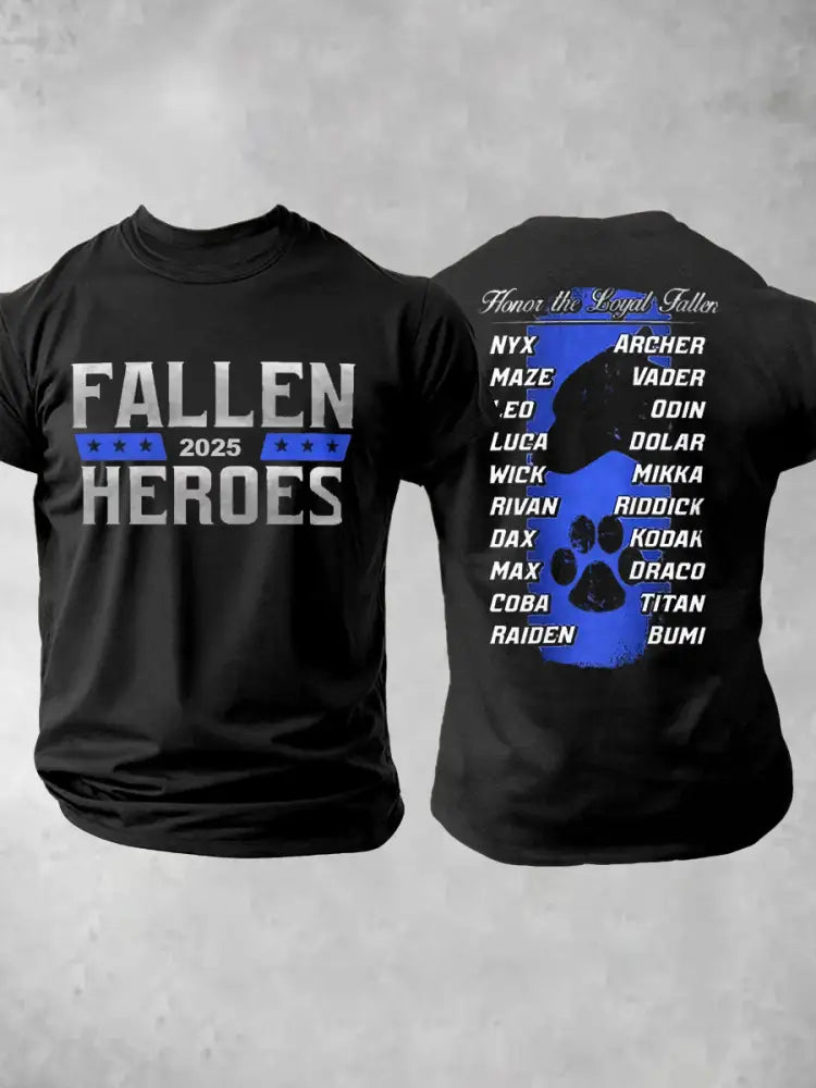 Men’s Blue Line Patriotic K9 Police Officer Dog T-Shirt Black / S