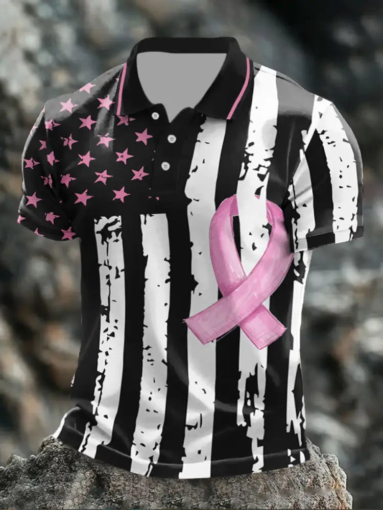 Men’s Breast Cancer Flag Tops As picture / S