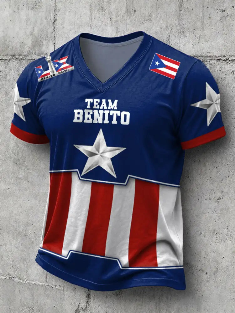 Men’s Bunny Football Music Lover Printed T-shirt