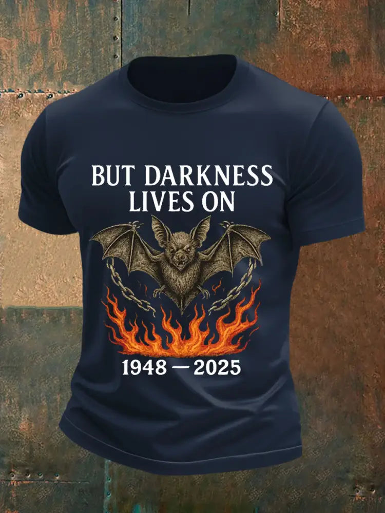 Men’s But Darkness Lives On Rock Legend Memorial Tee Navy Blue / S