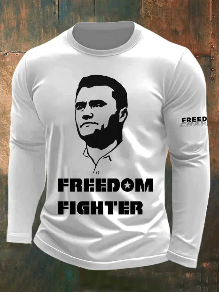 Men’s Charlie Kirk Freedim Printed Long Sleeved Round Neck T-shirt White / S