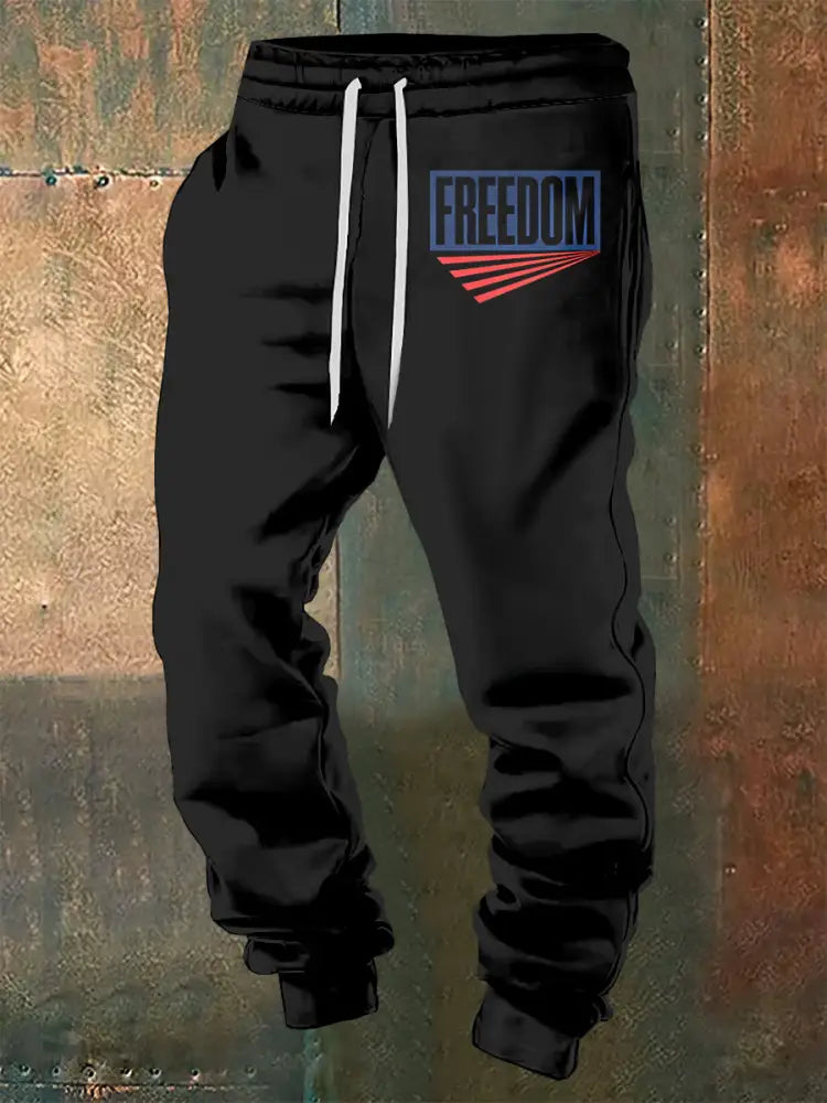 Men’s Charlie Kirk Freedom Printed Drawstring Pants Black / S