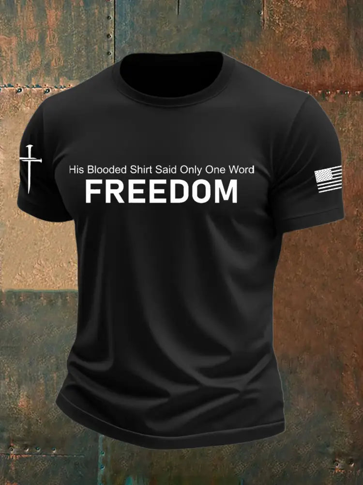 Men’s Charlie Kirk Freedom Printed imitation cotton short-sleeved T-shirt Black / S