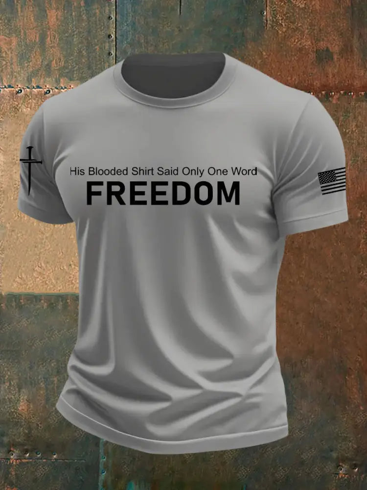 Men’s Charlie Kirk Freedom Printed imitation cotton short-sleeved T-shirt Light Gray / S