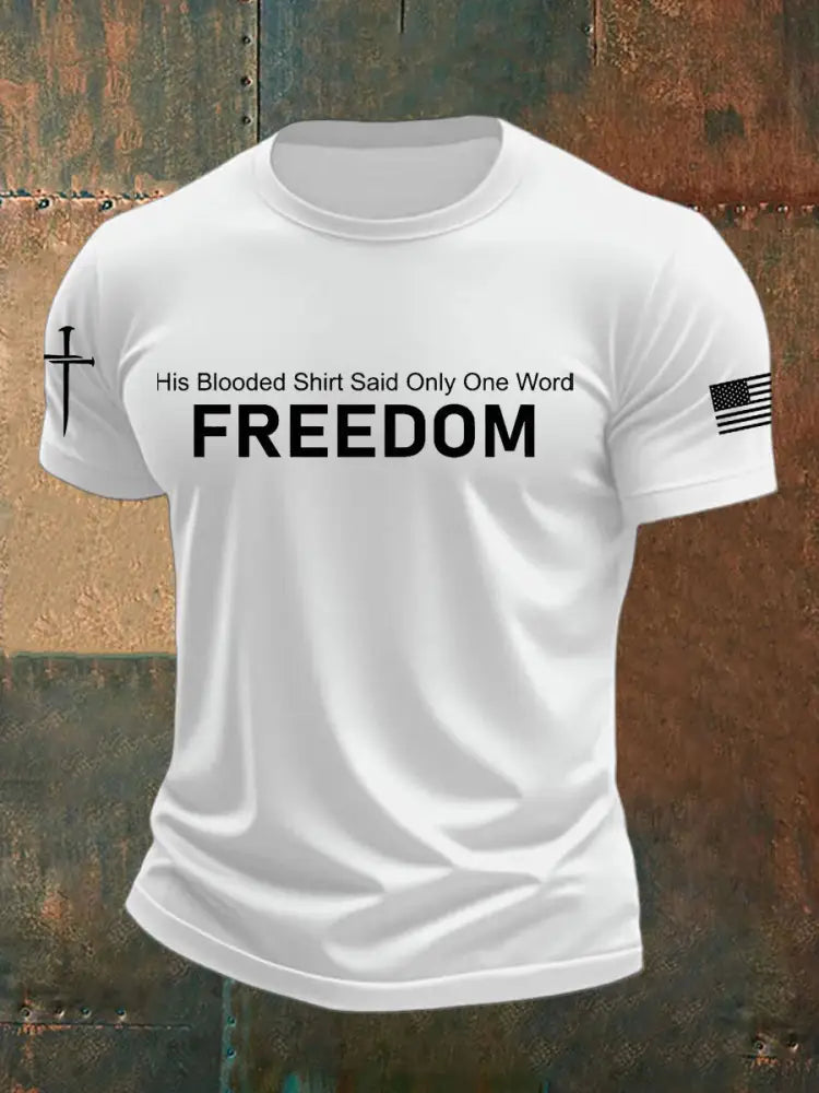 Men’s Charlie Kirk Freedom Printed imitation cotton short-sleeved T-shirt White / S