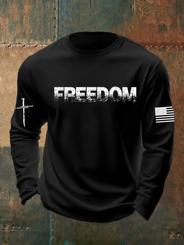 Men’s Charlie Kirk Freedom Printed long sleeve T-shirt Black / S