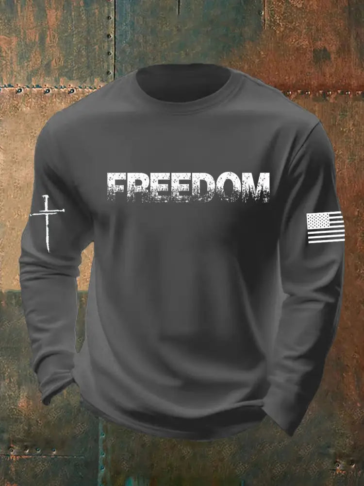 Men’s Charlie Kirk Freedom Printed long sleeve T-shirt Gray / S