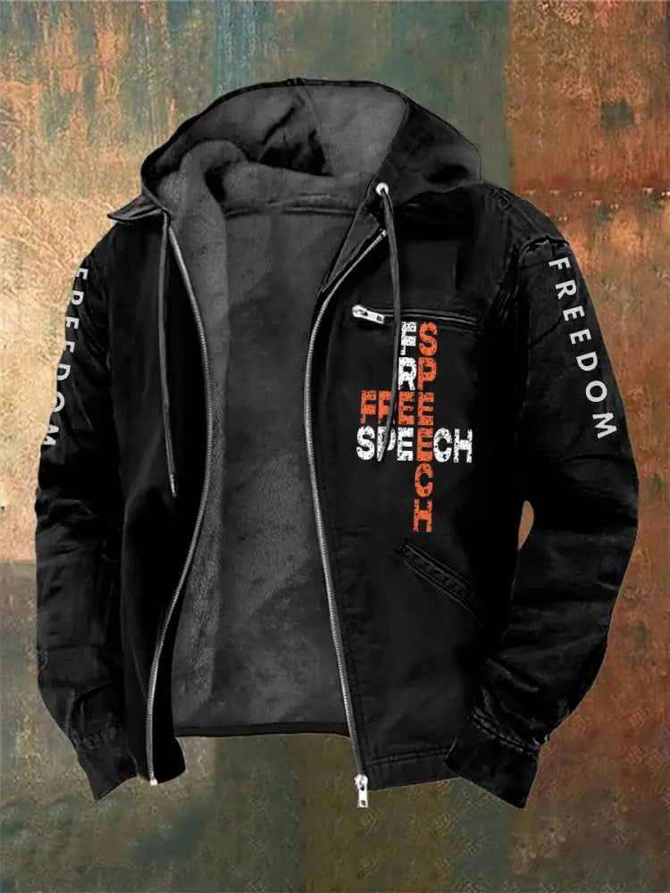 Men’s Charlie Kirk Freedom Printed Long Sleeved Hooded Jacket Black / S