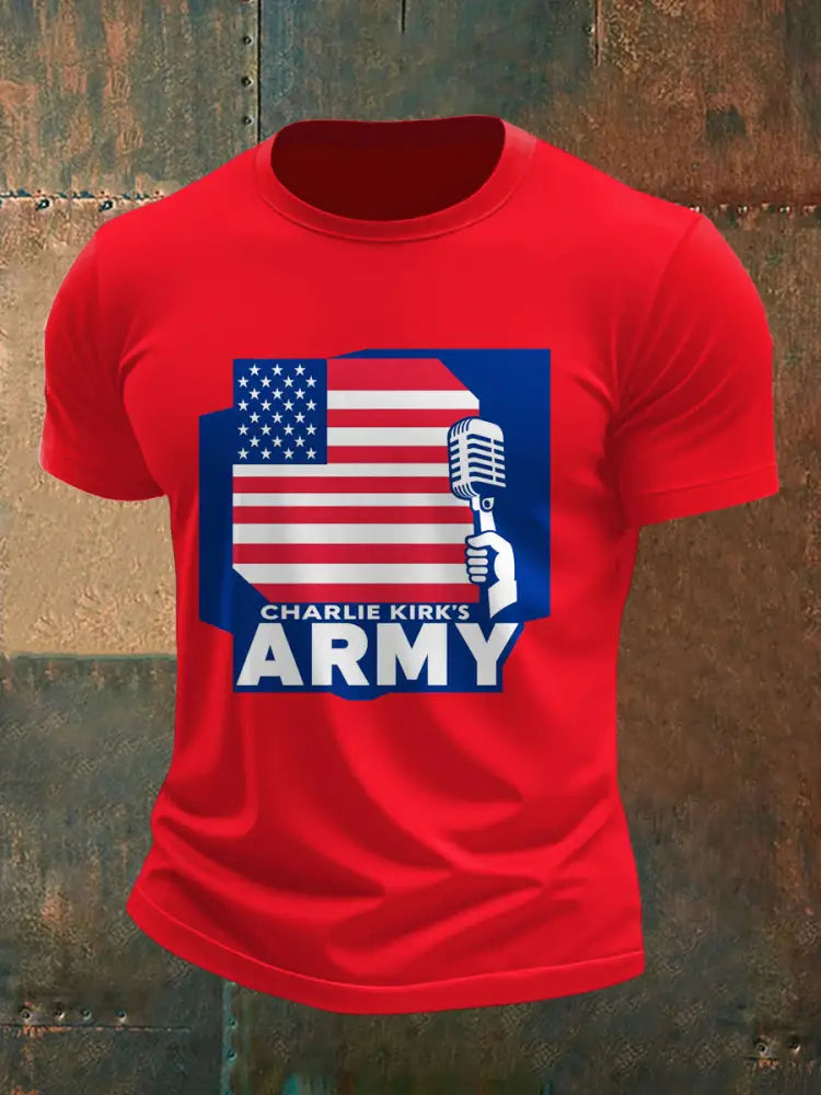 Men’s Charlie Kirk Freedom Printed Vintage Fashion Loose Short Sleeve T-Shirt Red / S