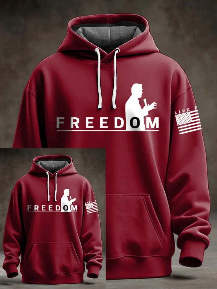 Men’s Charlie Kirk Oversized Drop-Shoulder Hoodie Deep Red / S