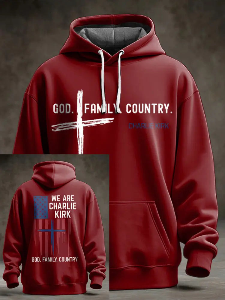 Men’s Charlie Kirk Oversized Drop-Shoulder Hoodie Deep Red / S