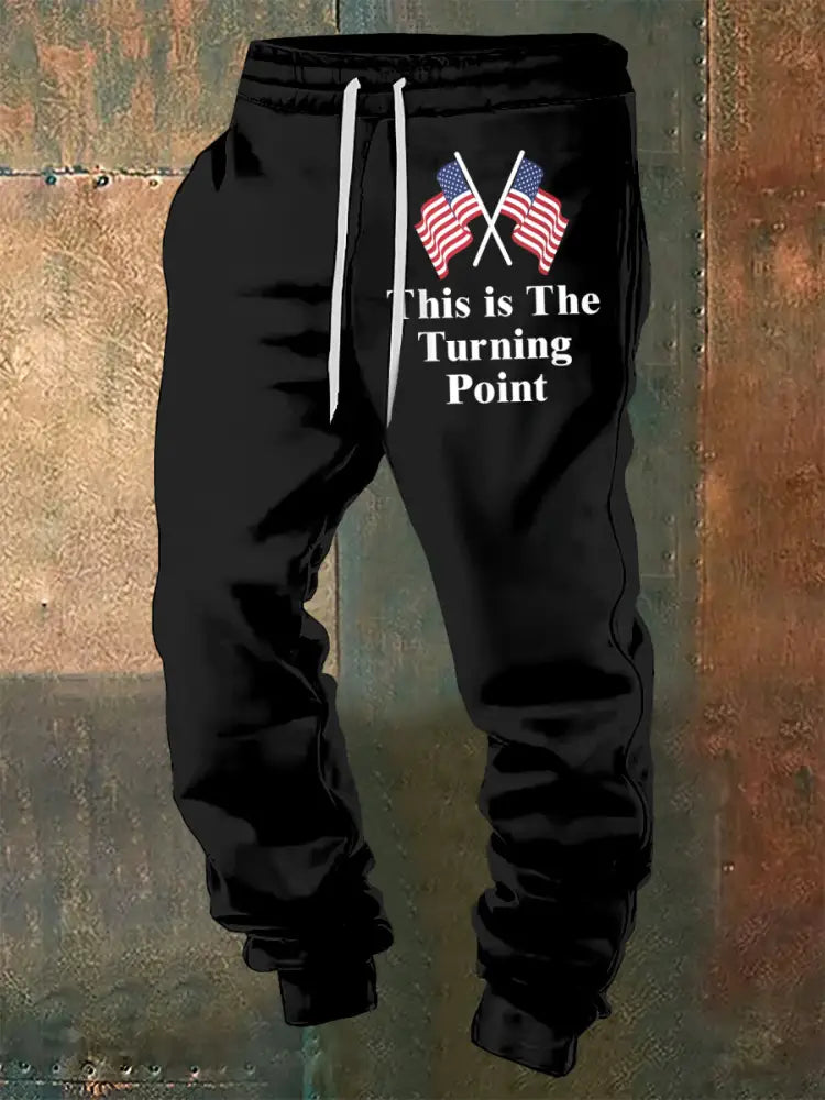 Men’s Charlie Kirk Printed Drawstring Pants Black / S