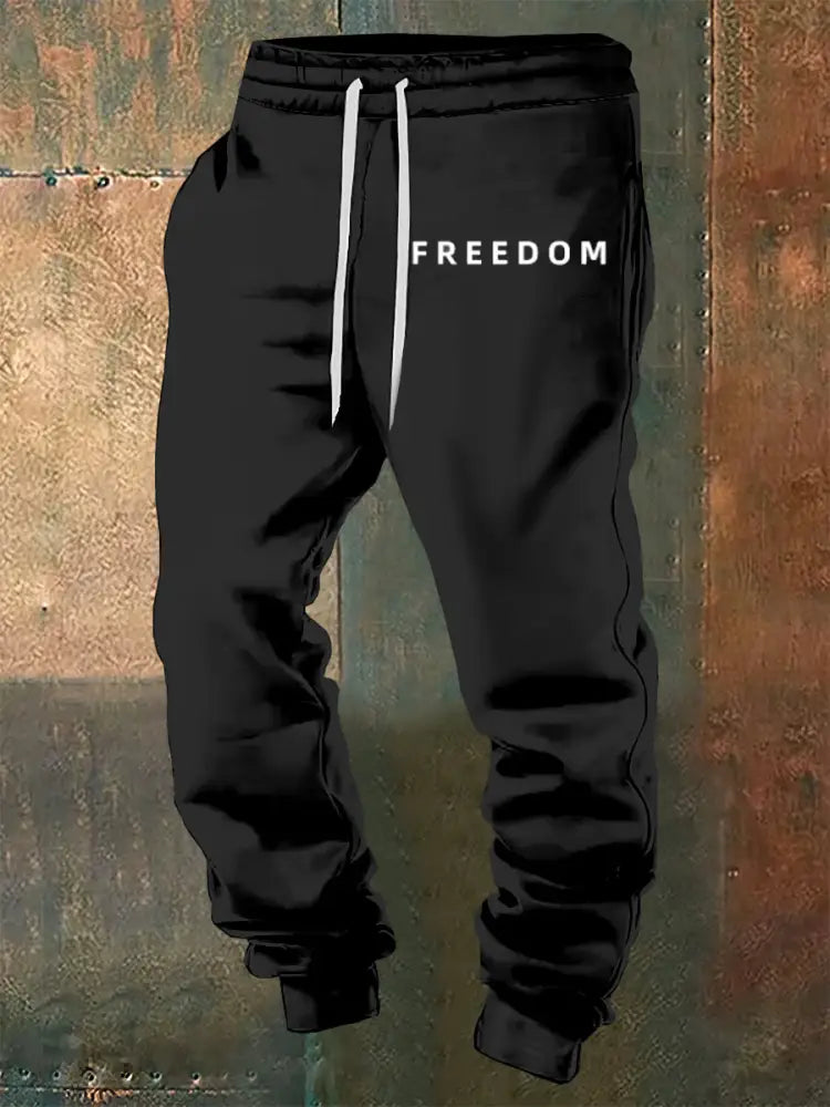 Men’s Charlie Kirk Printed Drawstring Pants Black / S