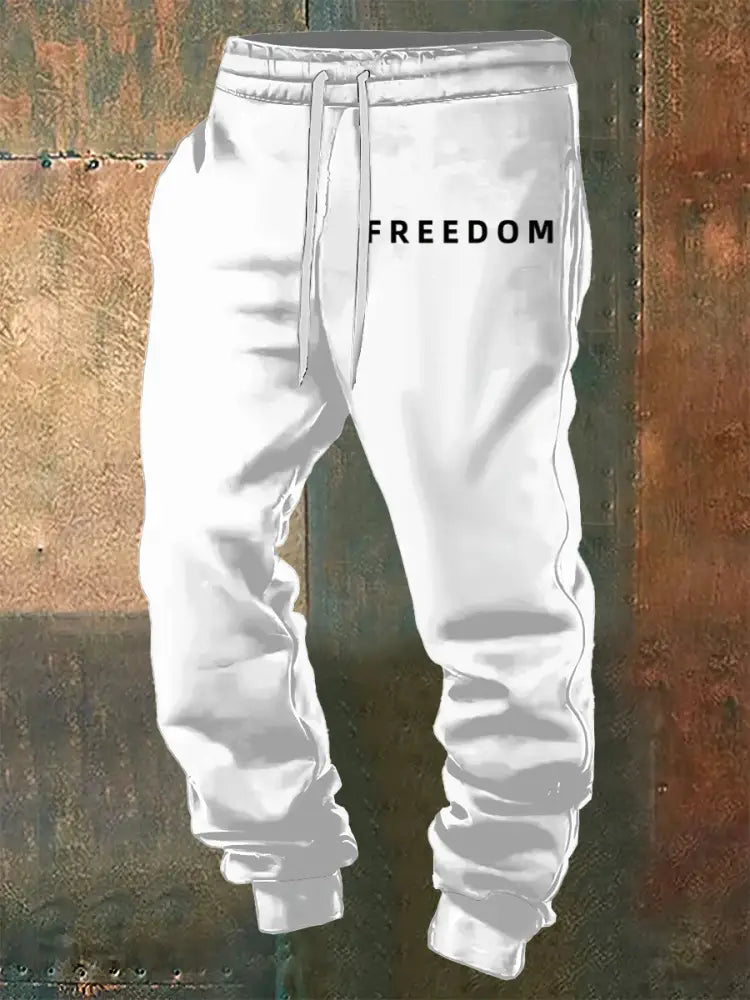 Men’s Charlie Kirk Printed Drawstring Pants White / S