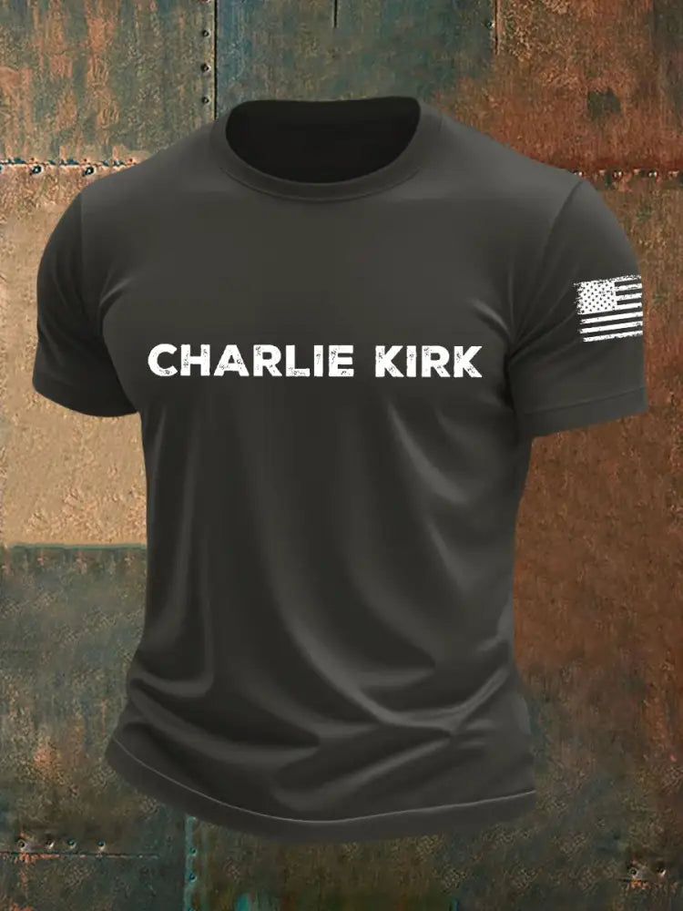 Men’s Charlie Kirk Short-sleeved T-shirt Dark Gray / S