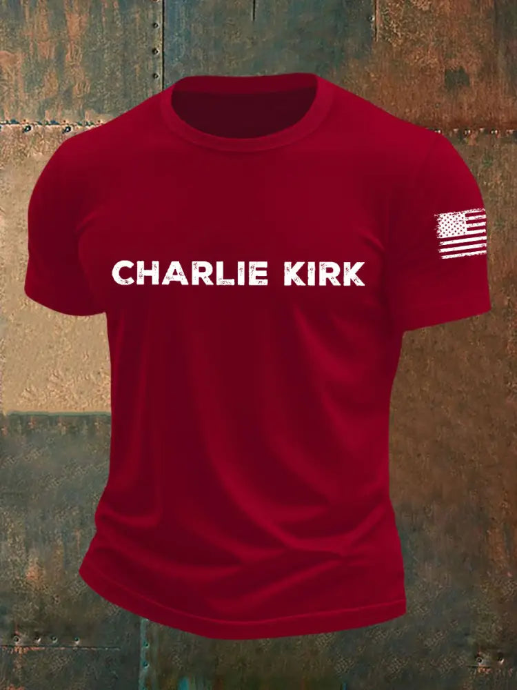 Men’s Charlie Kirk Short-sleeved T-shirt Deep Red / S