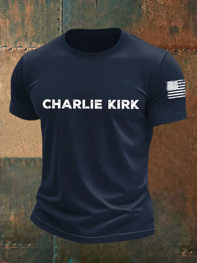 Men’s Charlie Kirk Short-sleeved T-shirt Navy Blue / S