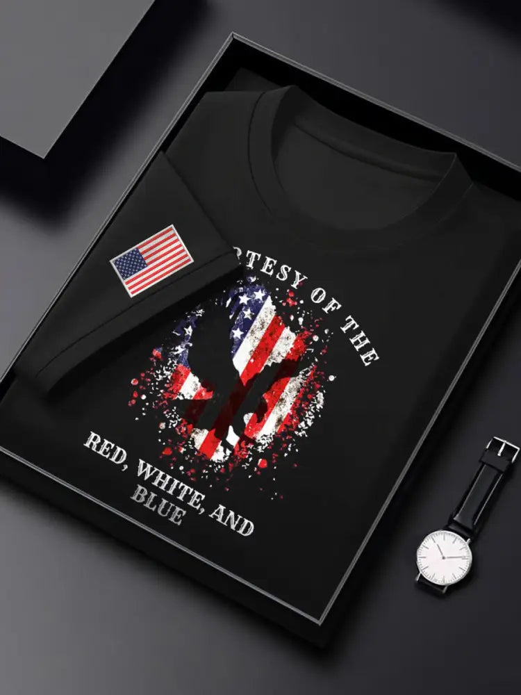 Men’s Courtesy Of The Red White And Blue Short Sleeves T-shirt Black / S