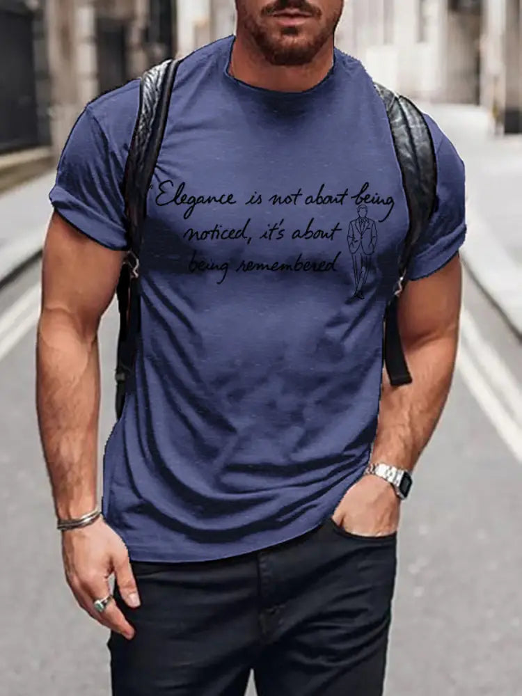 Men’s Elegance Is About Being Remembered Quote T shirt Navy Blue / S