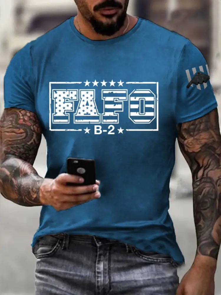 Men’s FAFO B-2 Air Force short-sleeved T-shirt Blue / S