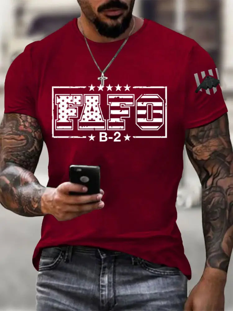 Men’s FAFO B-2 Air Force short-sleeved T-shirt Deep Red / S