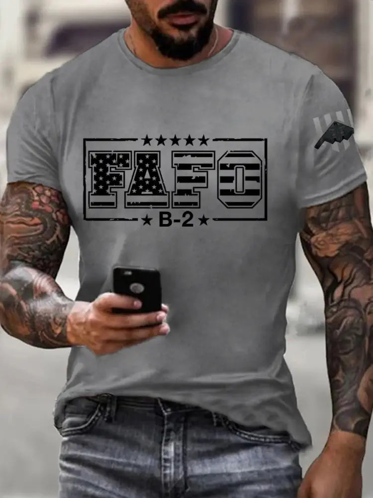 Men’s FAFO B-2 Air Force short-sleeved T-shirt Light Gray / S