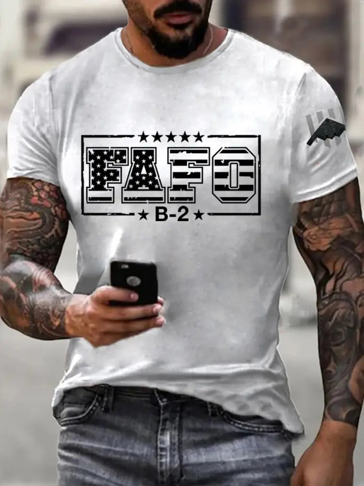 Men’s FAFO B-2 Air Force short-sleeved T-shirt White / S