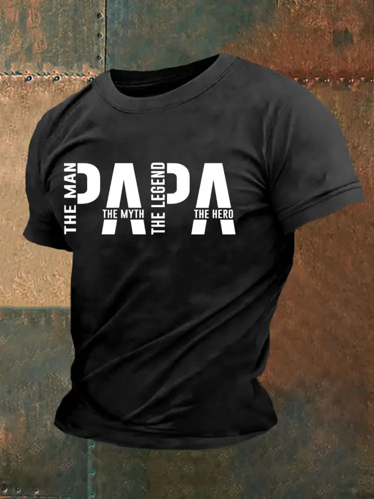 Men’s Father’s Day Printed Casual T-Shirt Black / S