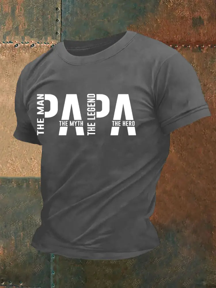 Men’s Father’s Day Printed Casual T-Shirt Dark Gray / S