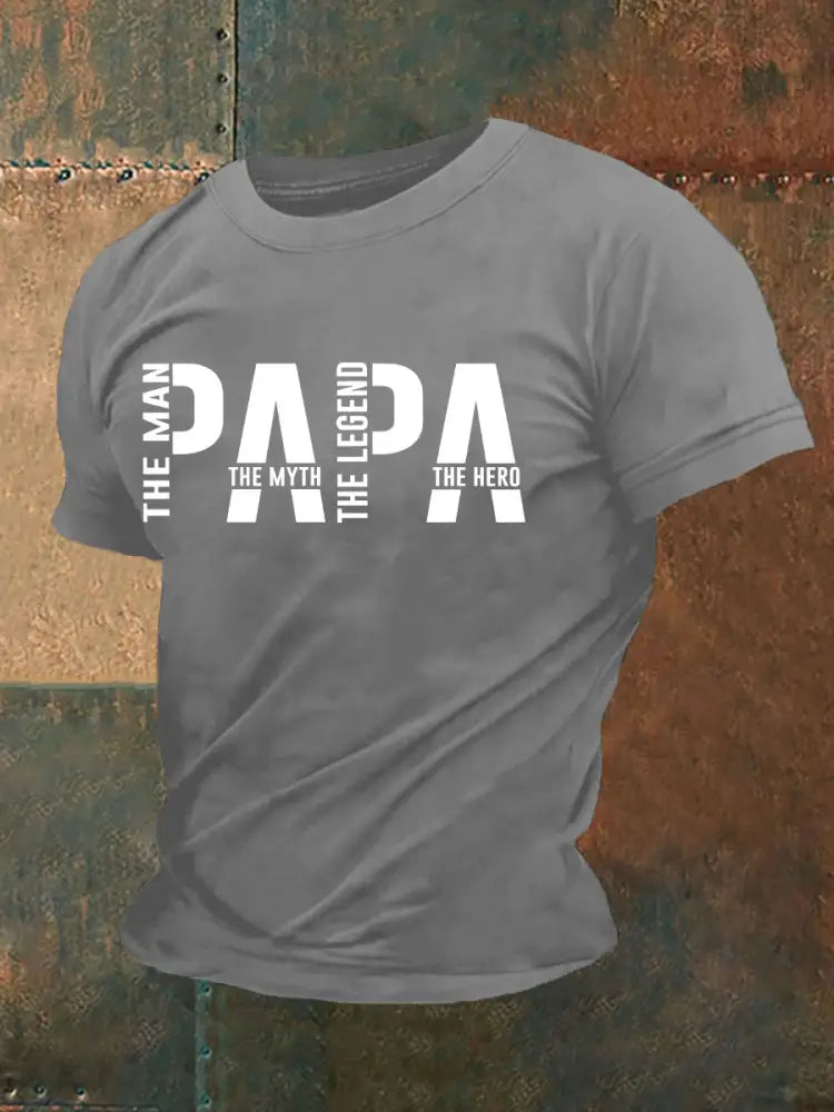 Men’s Father’s Day Printed Casual T-Shirt Light Gray / S