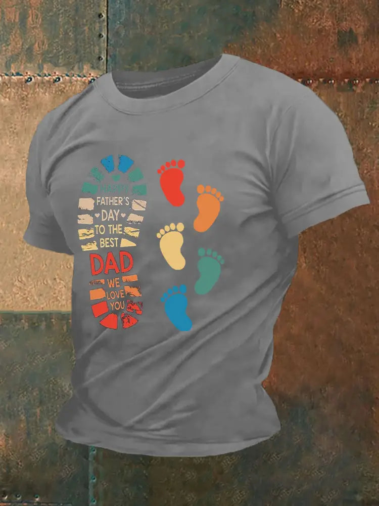 Men’s Father’s Day Printed Casual T-Shirt Light Gray / S