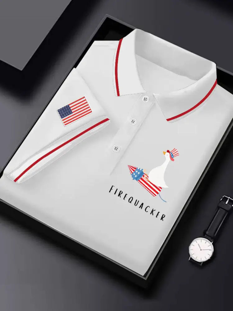 Men’s Firequacker Goose Printed Casual Short Sleeve T-Shirt White / S